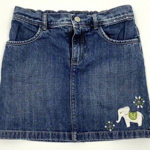 Gymboree Girls Denim Skirt Size 9 Embroidered Elephant Built In Shorts Pockets